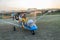 ROMA, ITALY - AUGUST 2018: A young pilot at the helm of a light aircraft glider