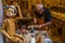 ROMA, ITALY - JULY 2017: Workshop where the master scrutinizes the handmade traditional wooden toys of Pinocchio