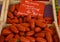 Roma tomatoes on sale in the Cours Saleya Market in the old town of Nice, France