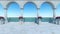 Roman 3D render romantic classic sea view terrace anceint style front view