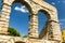 Roman acqueduct in Segovia near Madrid, Spain