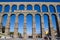 Roman aqueduct in historic city Segovia