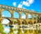 Roman aqueduct Pont du Gard, Unesco World Heritage site. Located near Nimes, Languedoc, France