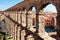 Roman aqueduct in Segovia city, Spain