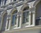 Roman arch windows in vintage building