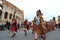 Roman army near colosseum at ancient romans historical parade