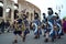 Roman army near colosseum at ancient romans historical parade