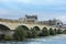 Roman bridge over Loire river and Chateau de Amboise, France