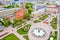 Roman Catholic church situated in Independence square, Minsk. Aerial cityscape