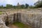 Roman cistern ruins and romanesque church of Sant Miquel de Olerdola, Barcelona province, Catalonia,