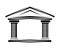Roman classical arch logo facade ionic columns.