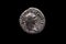 Roman coin, AR Denarius,Nerva, Rome mint,  96-98 AD., Ancient roman coin with portrait of emperor isolated on black