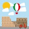 Roman coliseum icon. Italy culture design. Vector graphic