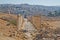 Roman colonnade and modern Jerash, Jordan