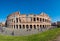 The Roman Colosseum Coloseum in Rome, Italy wide panorama