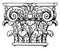 Roman Composite Capital, a fusion of the ionic, vintage engraving