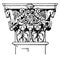 Roman-Corinthian Pilaster Capital, a leaf and floral design, vintage engraving