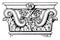 Roman-Corinthian Pilaster Capital, sides,  vintage engraving