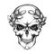 Roman Emperor Caesar Skull Wearing Laurel Wreath. Hand Drawn Vector Illustration