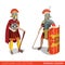 Roman empire legion warrior legionary couple vector costume flat