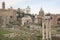 Roman Forum and palatine ruins in Rome, Italy. Italian ancient buildings and landmarks