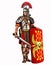 Roman legionary with a gladius sword and a scutum shield