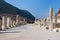 Roman main road with stone columns row in ephesus Archaeological