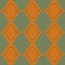 Roman ogee abstract vector seamless pattern background with elongated shapes. Elegant geometric backdrop in ochre sage