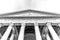 Roman Pantheon - detailed front bottom view of entrance with columns and tympanum. Rome, Italy