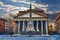 The Roman Pantheon under the heavy thunder clouds, no people