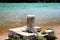 Roman pillar near the sea in the Lim canal in Croatia