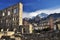 Roman ruins in Aosta, Italy. Ancient theatre.