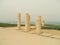 Roman ruins of columns in Caesarea Maritima, Israel