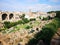 Roman ruins. Complete view of Mont Palatino, ruins of Roman Forum