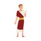 Roman Senator in Traditional Clothes, Ancient Rome Citizen Character in White and Red Tunic And Sandals Vector