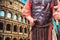 Roman Soldier Centurion and  colloseum in background, drawn effect, soft focus