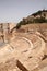 Roman theatre, Cartagena, Spain. Stage, columns and seats carved out of stone in the centre of the city.