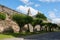 The Roman wall and the towers of the cathedral of Lugo Galicia,