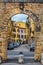 Roman walls and Roman gate at Piazza della Repubblica in Rieti in Italy