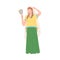 Roman Woman Wearing Long Tunic and Sandals Looking in the Mirror Vector Illustration