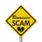 Romance Scam yellow warning sign