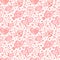 Romance seamless pattern. Love, wedding flat line icons - hearts, chocolate, kiss, Cupid, doves, valentine day card. Red