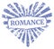 Romance stamp. Heart shape grunge postage mark