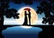 Romance under moonlight, Vector illustrations