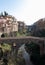 Romanesque bridge of Caldes de Montbui. Medieval roman village in Catalonia, Spain