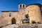 Romanesque church Ermita de San Frutos. Abandoned hermitage built on top of a hill among cliffs, made of stone. No people on the