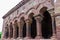 Romanesque church of San Esteban ProtomÃ¡rtir arcaded gallery from the 12th century. Pineda de la Sierra, Burgos, Castilla y