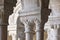 Romanesque columns in Ribeira Sacra. Santo Estevo monastery. Galicia, Spain