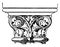 Romanesque Coupled Capital, looks like two capitals, vintage engraving