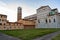 Romanesque Facade and bell tower of St. Martin Cathedral in Lucca, Tuscany, Italy